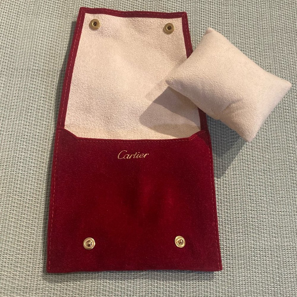 CARTIER SUEDED TRAVEL JEWELRY WATCH POUCH PILLOW WATCH STORAGE SOFT CASE - ITALY